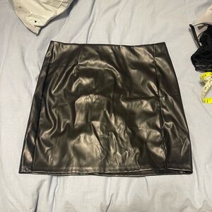 Black Faux Leather Skirt